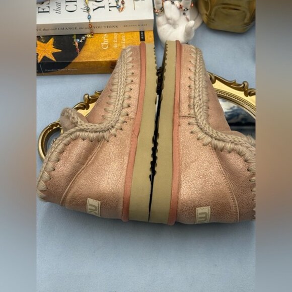 🆕 MOU 🧿 NWOT WOB Metallic Peach Eskimo Ankle Boot, *MIX PAIR SZ 37(L) & 38(R)* - Picture 13 of 15